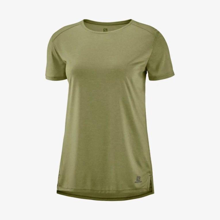 Camiseta Salomon Outline Summer Corta Sleeve Mujer Verde Oliva | MX WXHB026